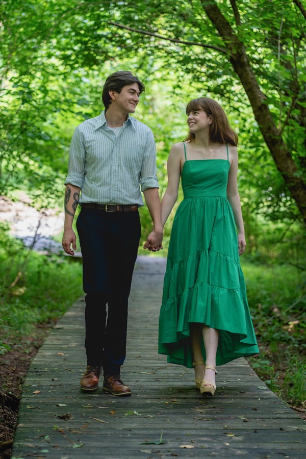 Elizabeth and Nicholas walking together shortly after getting engaged.